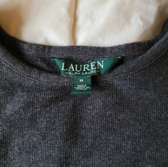 Lauren Ralph Lauren grey top with zipper shoulders sweater size M - Picture 2 of 3